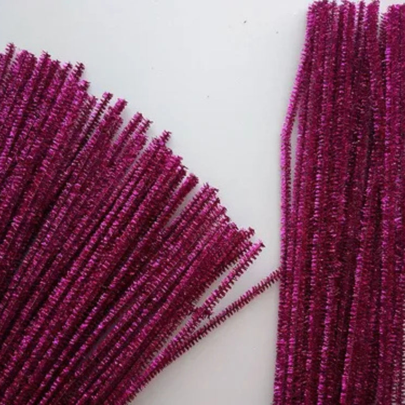 Pipe Cleaner Glitter  Dark Pink 100Pcs  pack of 1