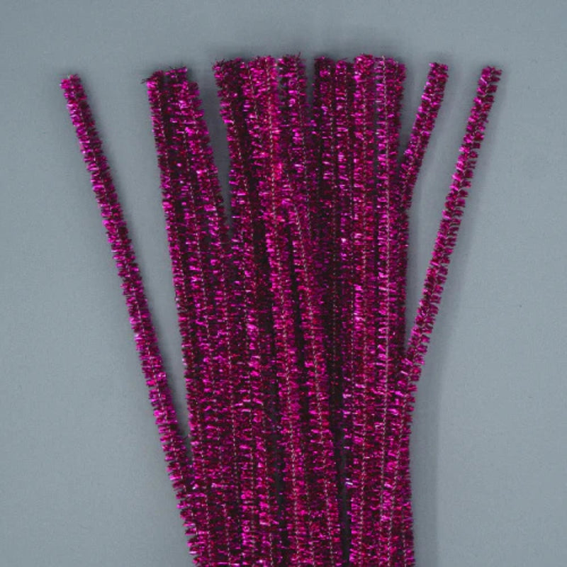 Pipe Cleaner Glitter  Dark Pink 100Pcs  pack of 1