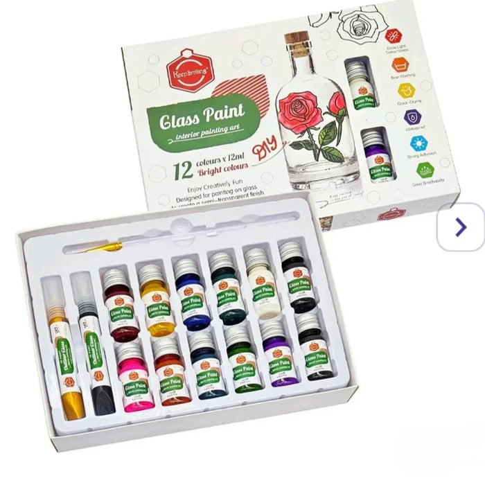 Premium Glass Paint 12mm (12 colours) pack of 1