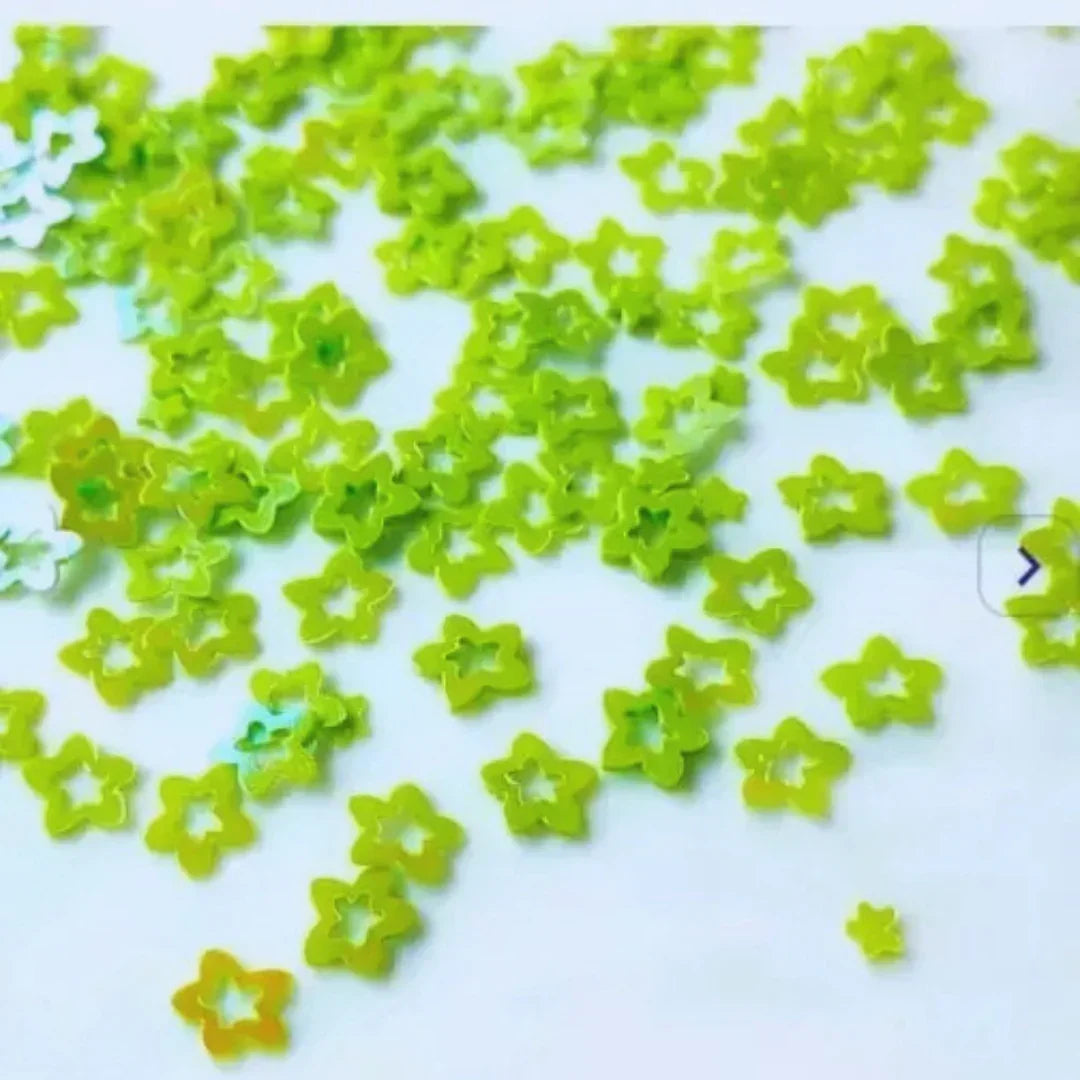 Star Flower 7mm Green Sequins (10gm) – Pack of 1