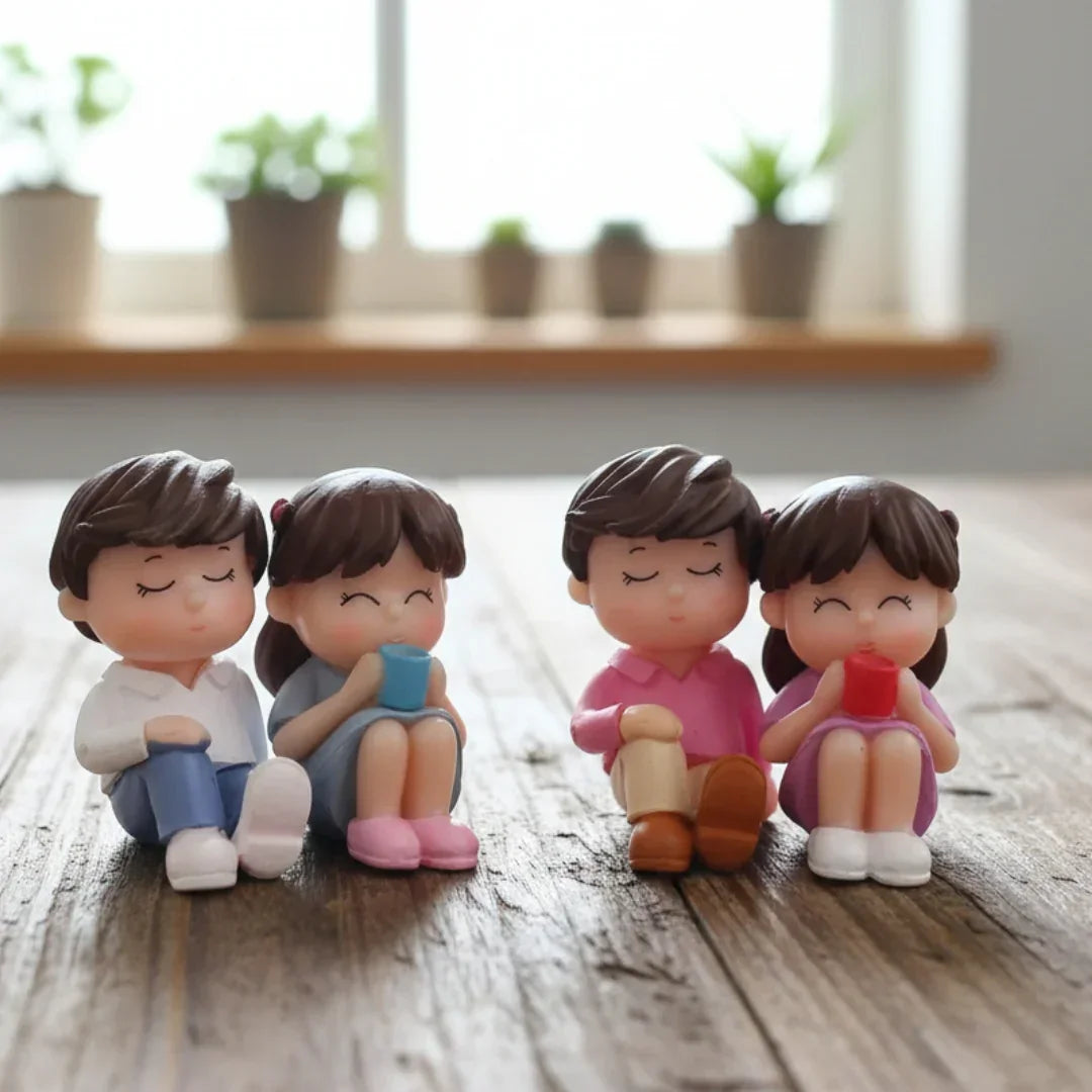 Miniatures Cute Boy & Girl Sitting (2pcs) Pack of 1