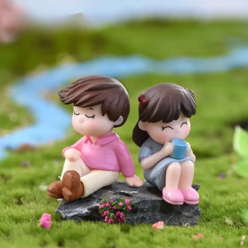 Miniatures Cute Boy & Girl Sitting (2pcs) Pack of 1