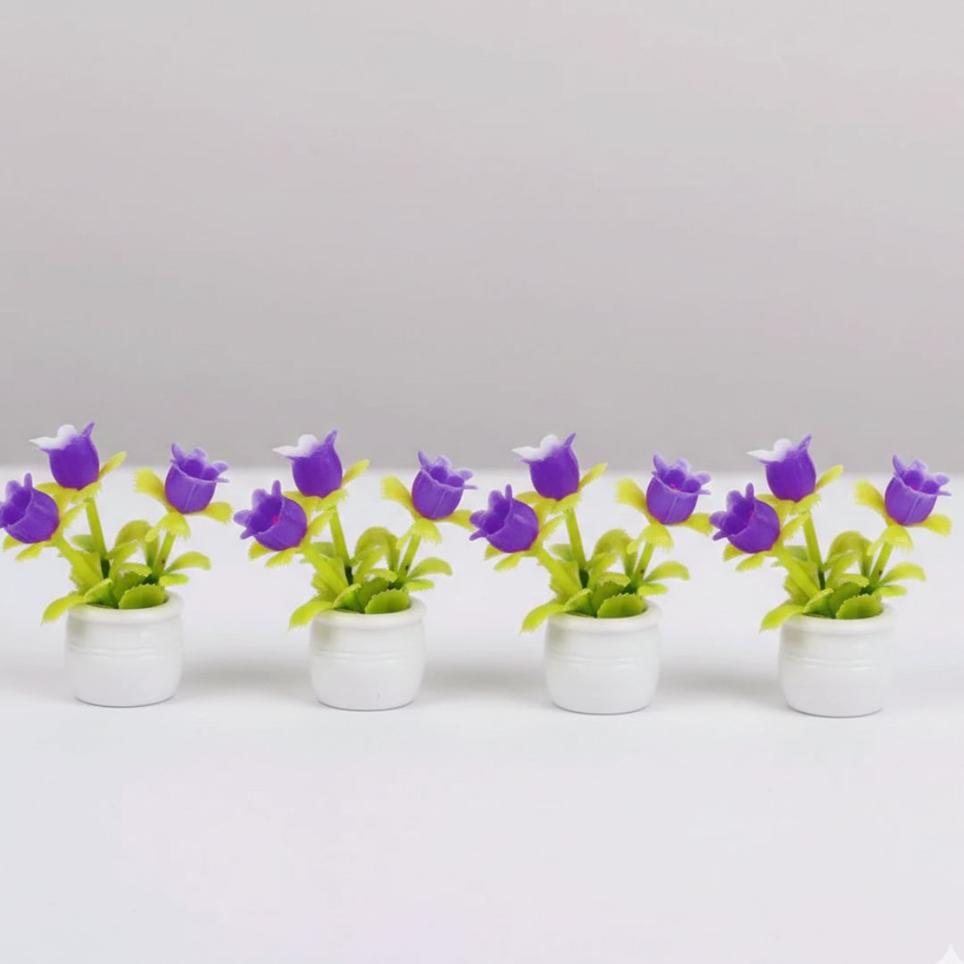Miniature Potted Flowering Trees (Set of 4) for Fairy Gardens & Models