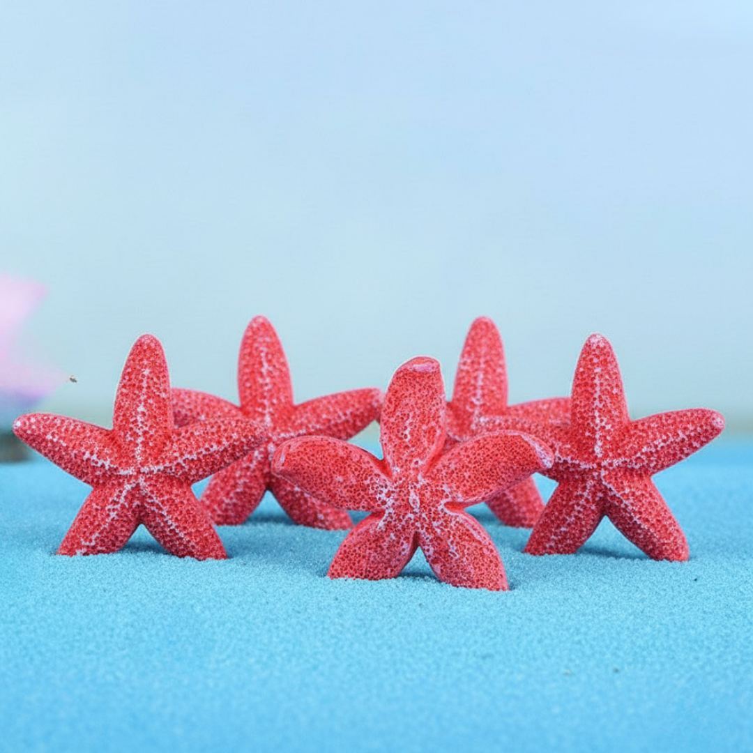 Miniature Red Starfish | Decorative Model 2.8cm (5 Pcs) Pack of 1