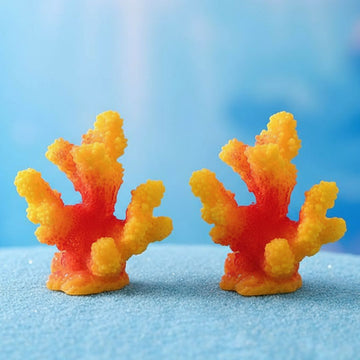 Miniature Orange Coral Reef Decorative Model 4.2cm (2 Pcs) Pack of 1