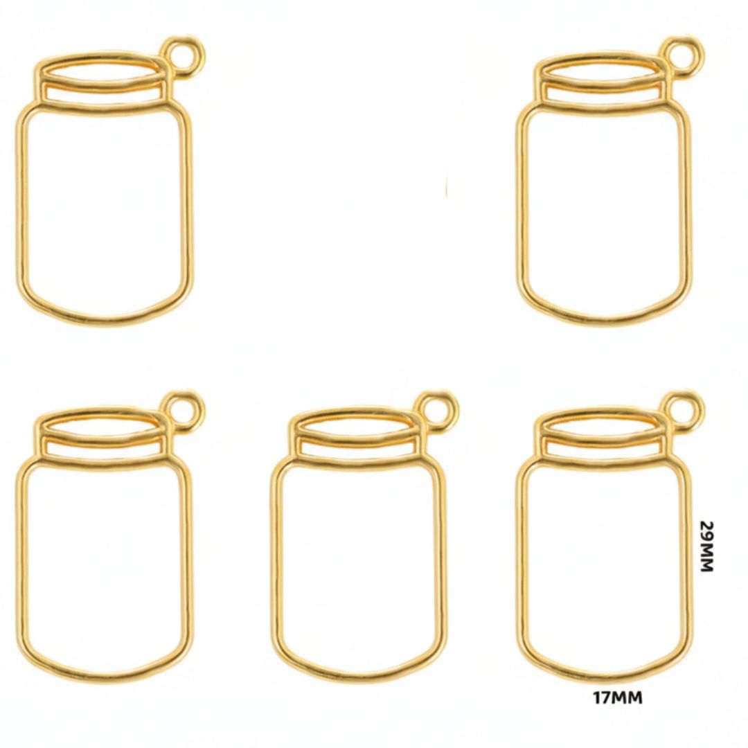 Elegant Gold Jar Shape Bezels (5pcs) pack of 1