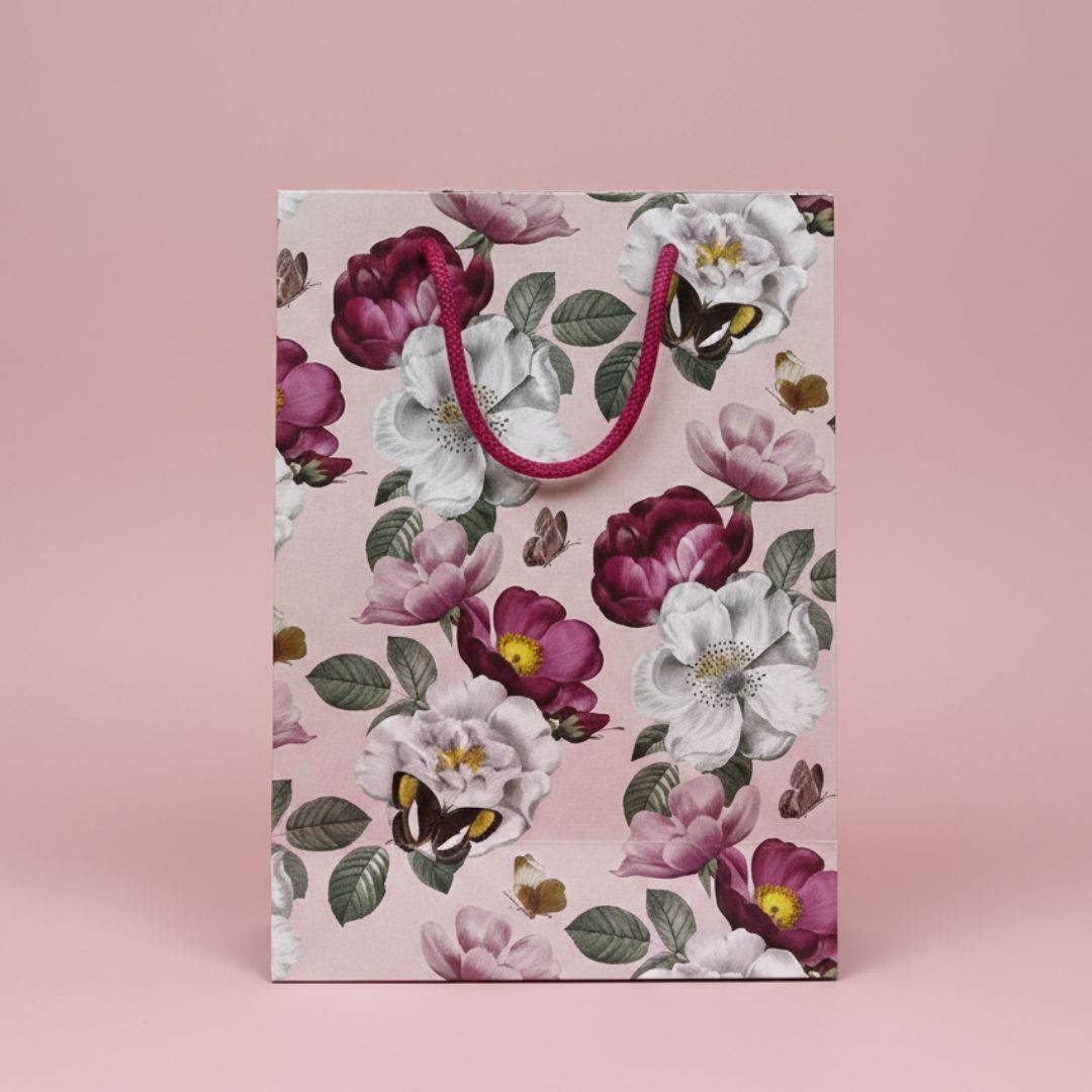 Design Paper Gift Bags for Return Gift, Small Presents, Weddings, Birthday, Holiday Presents, Multicolor (25cmx20cm) Pack of 1