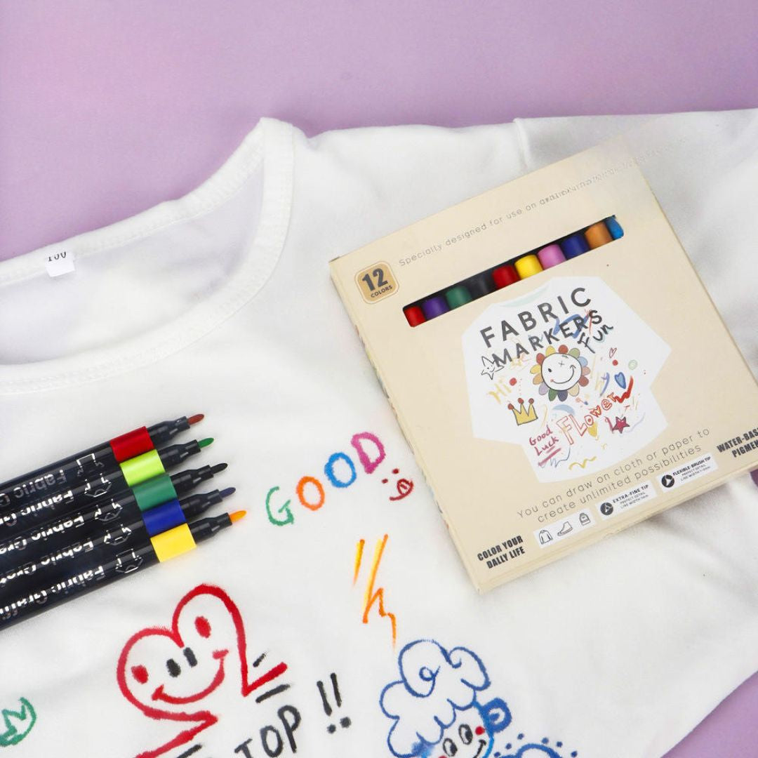 Waterproof All surface Markers l Pack of  12-Color l works on All surface | Shoes | bags | clothes | Wood | plastic | resin | caps (Copy)