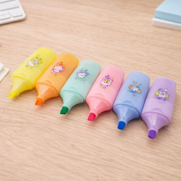Cute Kawaii Pastel Highlighters - 6 Piece Set