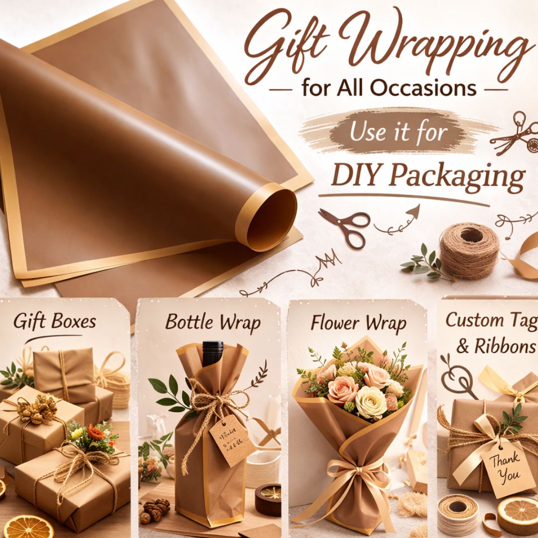Premium Brown Wrapping Paper Sheets l  pack of 1 contains 20sheets