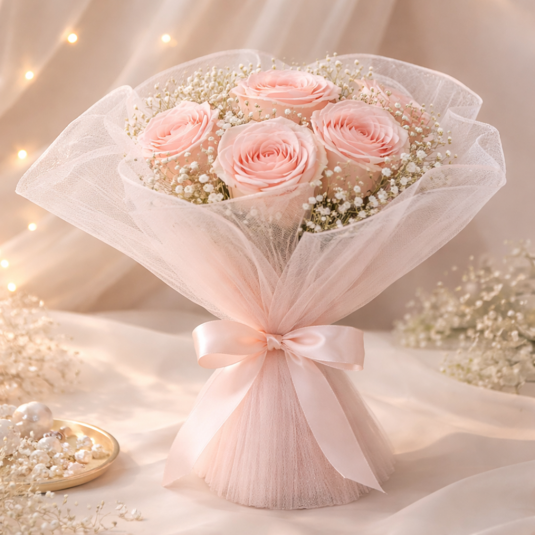 Premium Peach With White Dot Wrapping  Net Wrinkled Long  | Gift Wrappers | 64cm | Pack Of 1