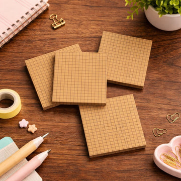 (Buy 1 Get 1 Free ) Premium Brown Grid Sticky Notes | Pack of 1 contains 80 Sheets