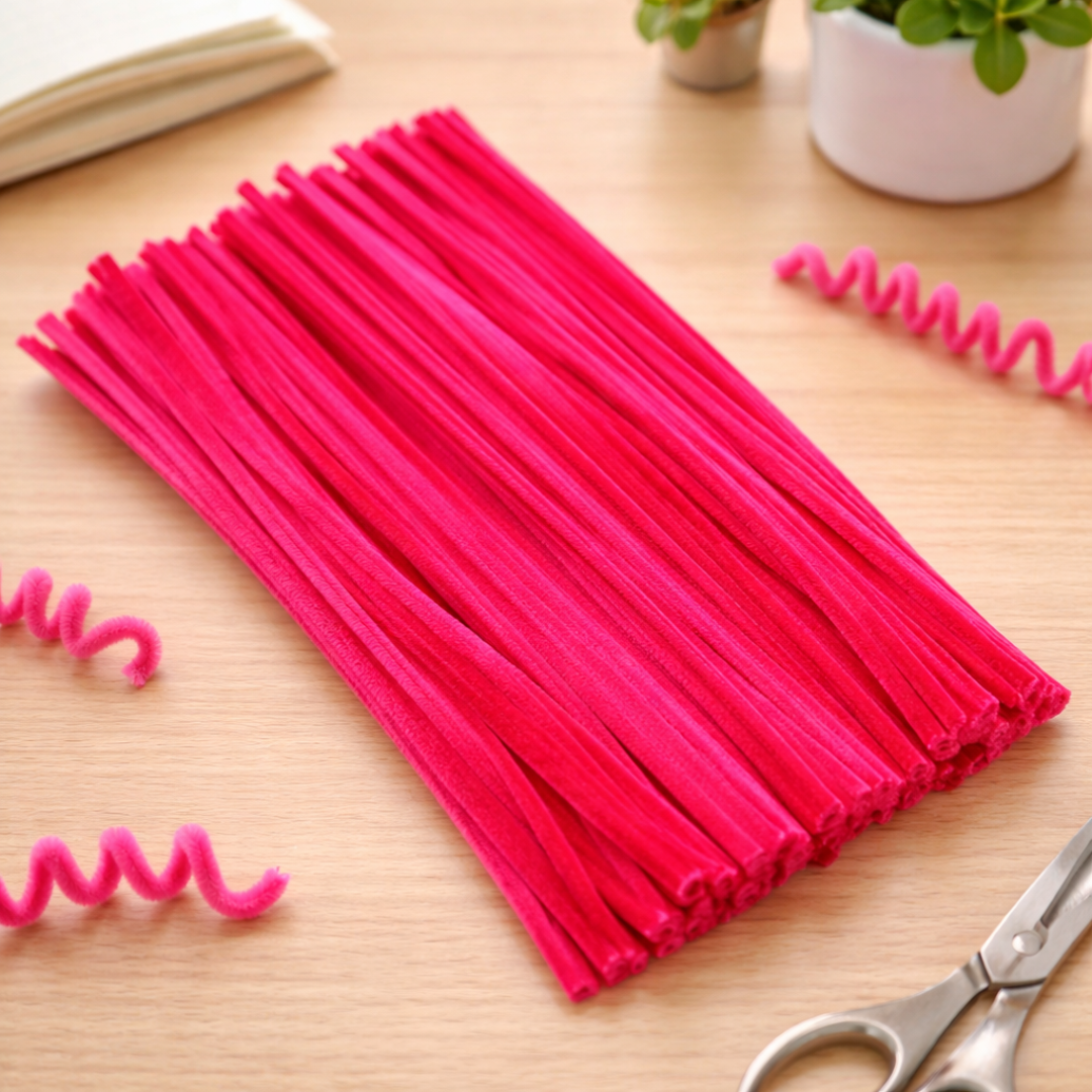 Strawberry Pink Plain Pipe Cleaner for Craft and Bouquet l  100Pc Pack of 1