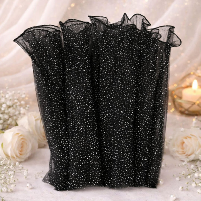 Premium Black Wrapping Paper Net Wrinkled with Snow 64 cm long  | Gift Wrappers | Premium 2026 Edition