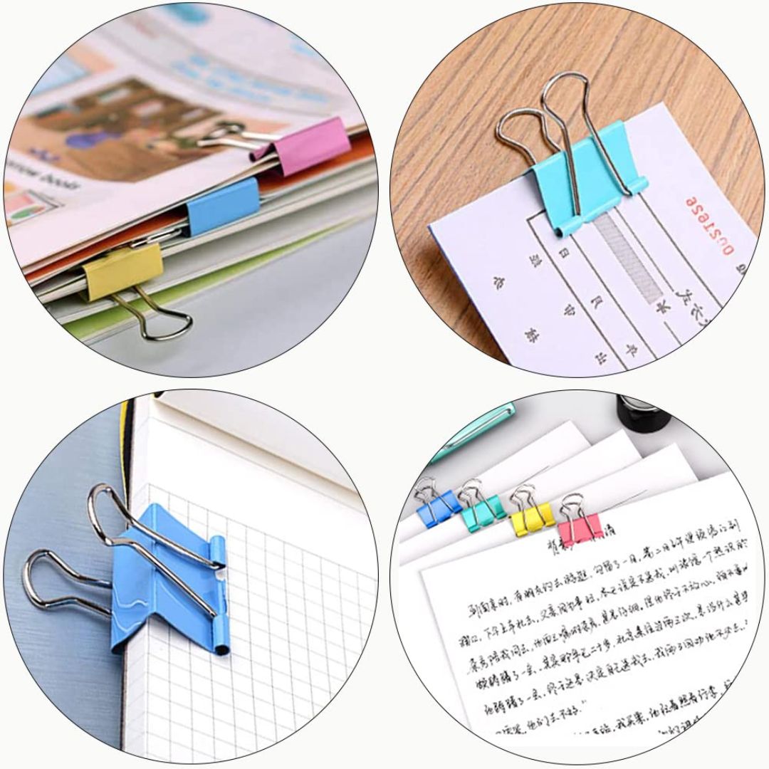 Vibrant Colored Binder Clips  19mm (12 Pcs)