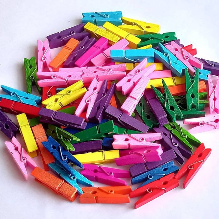 Small Colorful Wooden Clips 2inch (50pcs) Pack Of 1