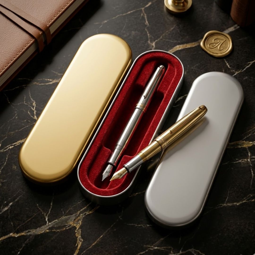 Premium Single Pen  Box | Velvet Lined Metal Case | Luxury Pen Storage Box | Pack Of 1