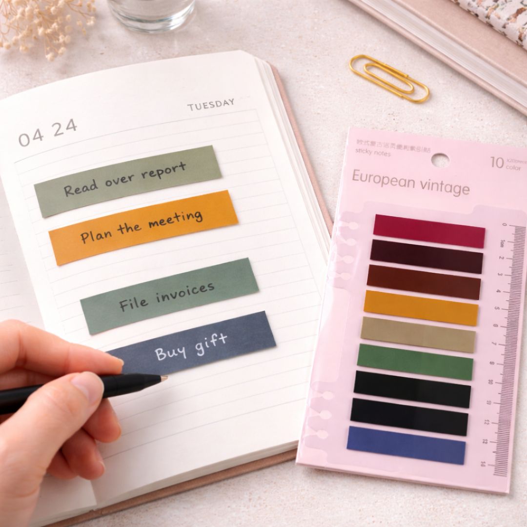 Multi-Color Sticky Notes with Ruler | Study Tabs & Measuring Tool | Pack of 1