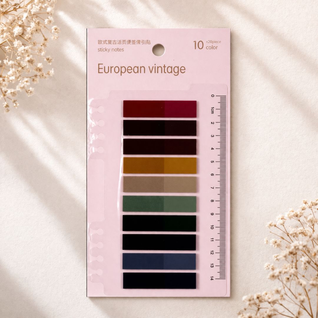 Multi-Color Sticky Notes with Ruler | Study Tabs & Measuring Tool | Pack of 1