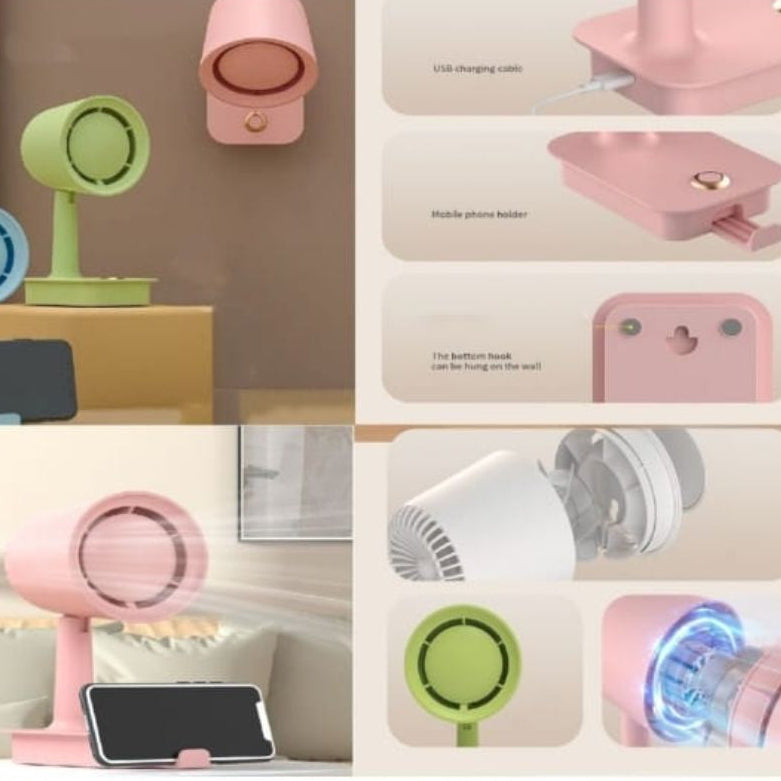 Mini Rechargeable Table Fan with Phone Stand | Portable USB Cooling Fan | Pack of 1