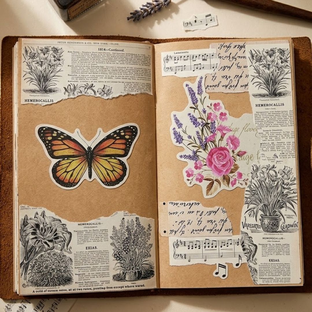 Vintage Paper Journal Stickers – 30PCS Aesthetic Scrapbook & DIY Craft Set |Pack of 1