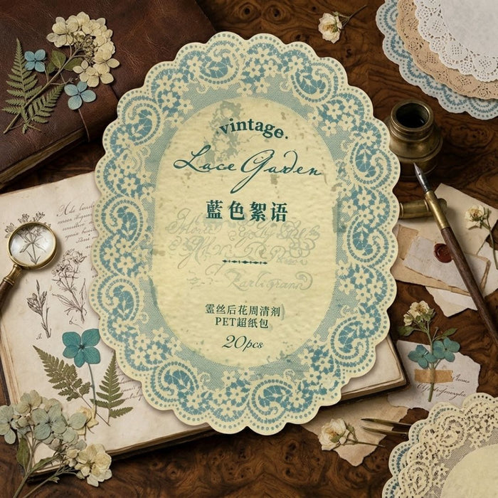 Vintage Lace Garden Stickers – DIY Journal, Scrapbook & Planner Decor (20 PCS) |Pack of 1