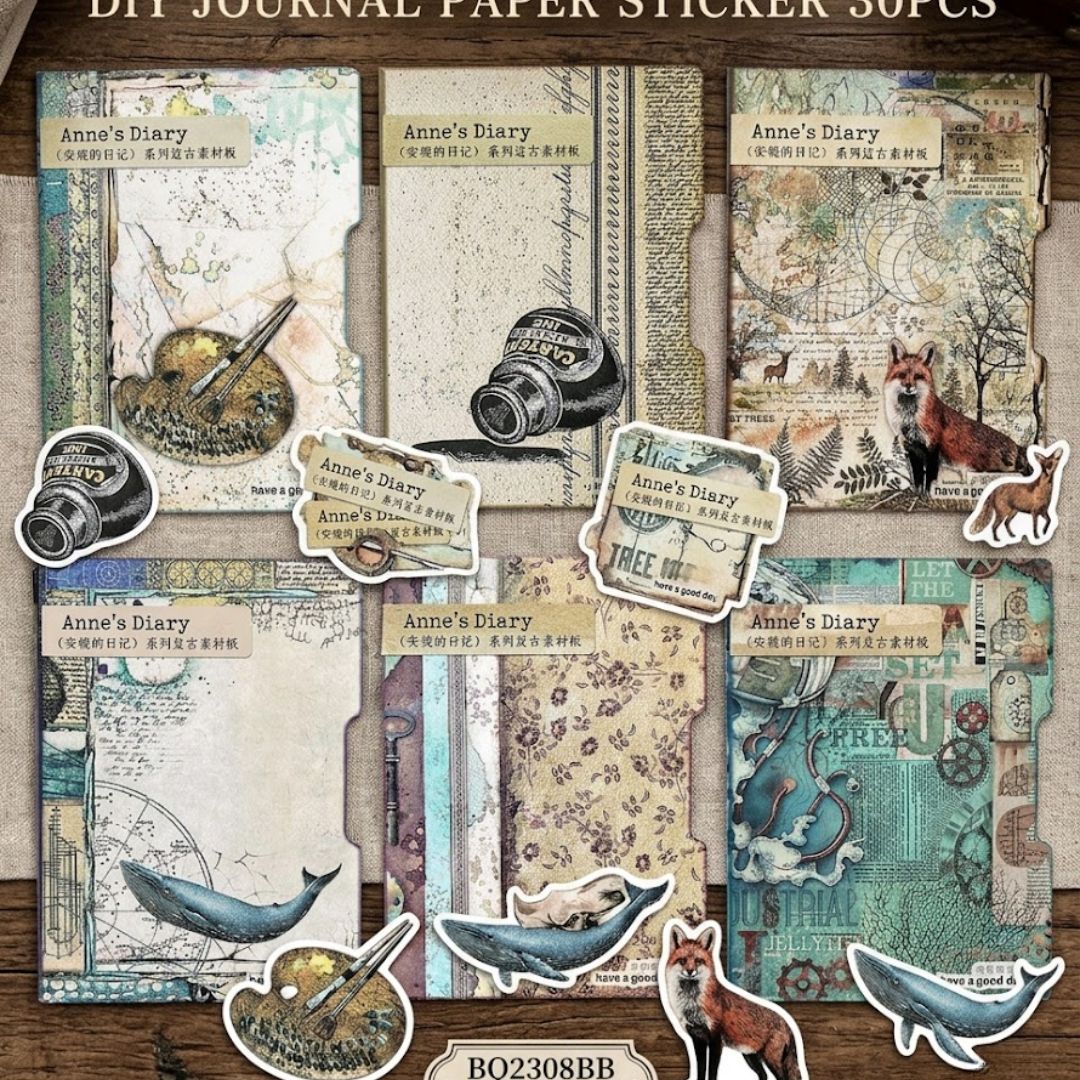 Aesthetic Vintage Diary Stickers – Scrapbooking & Planner Paper Pack | Pack of 1