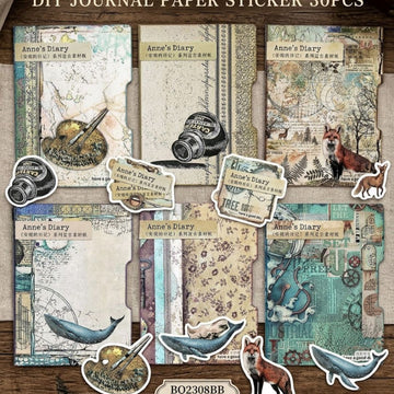 Aesthetic Vintage Diary Stickers – Scrapbooking & Planner Paper Pack | Pack of 1
