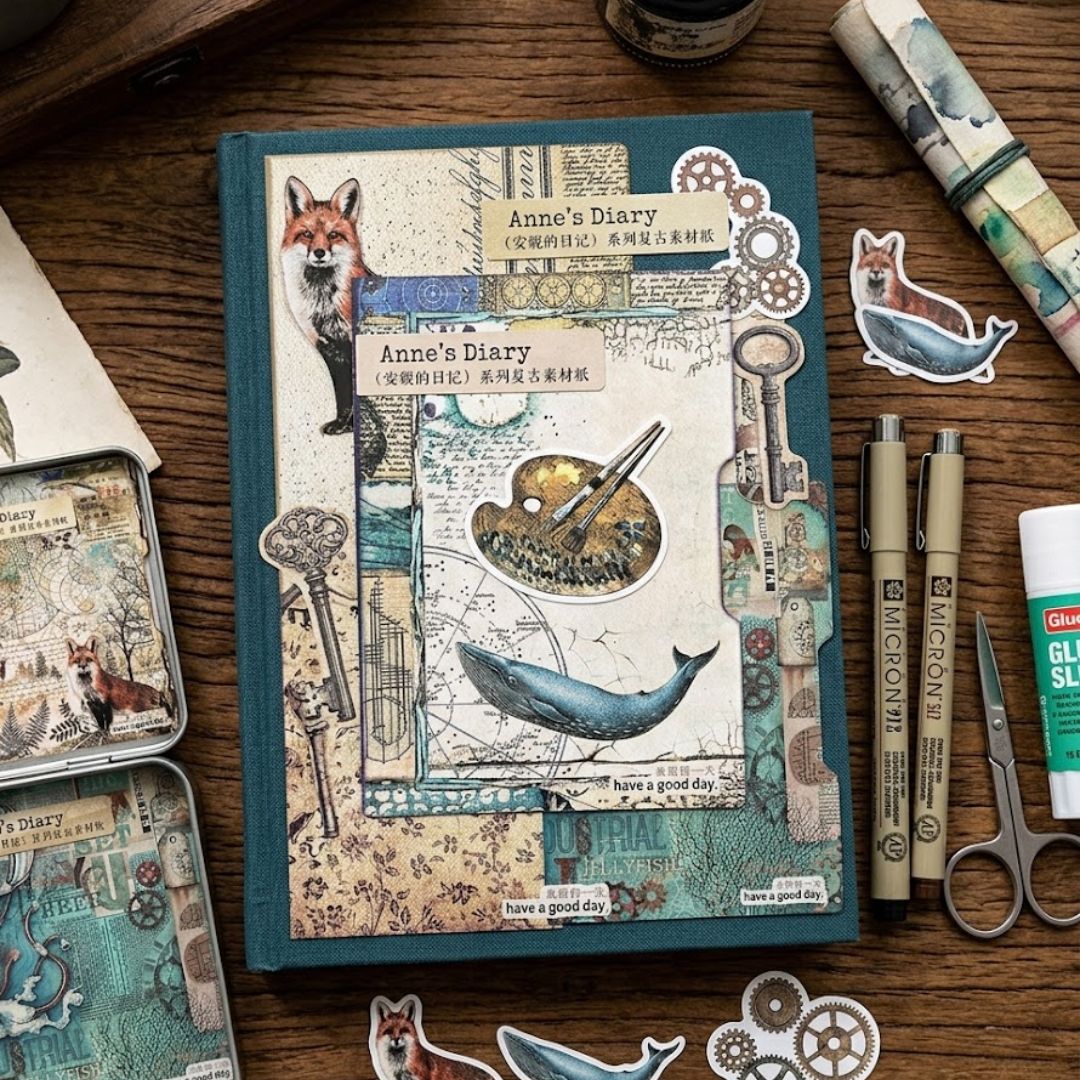 Aesthetic Vintage Diary Stickers – Scrapbooking & Planner Paper Pack | Pack of 1