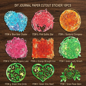 Colorful Cutout Paper Stickers (10 PCS) | DIY Scrapbooking & Journal Decor | Pack of 1