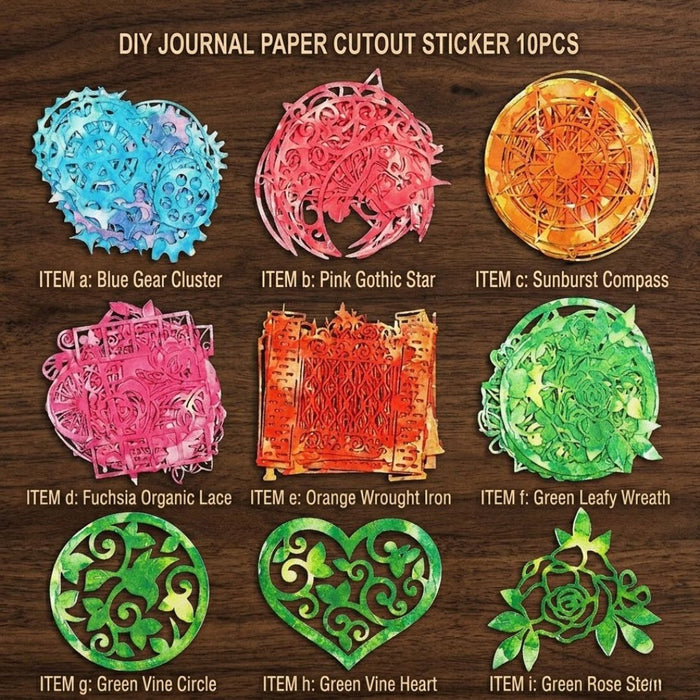 Colorful Cutout Paper Stickers (10 PCS) | DIY Scrapbooking & Journal Decor | Pack of 1