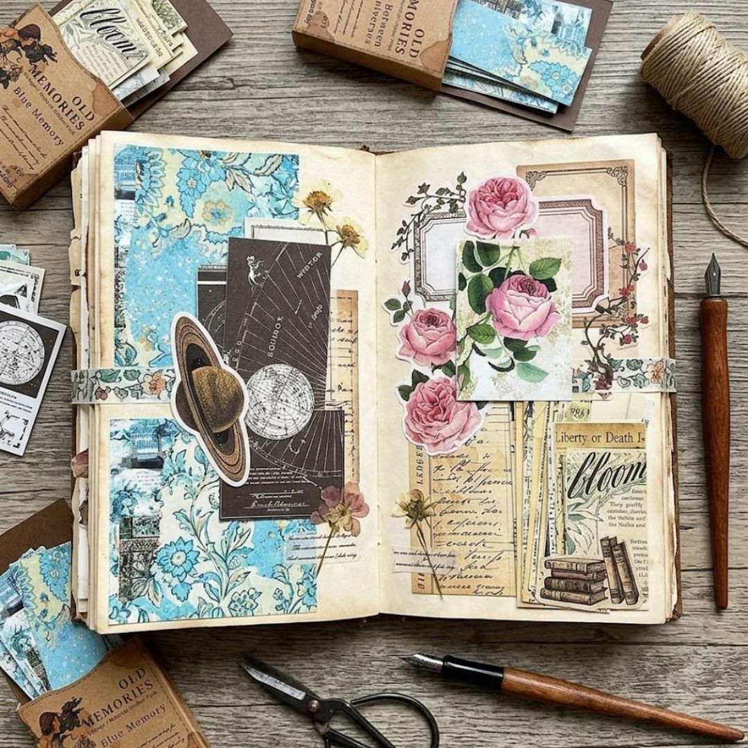 Vintage Collage Paper Pack – 50 PCS Scrapbooking & Journaling Stickers | Pack of 1