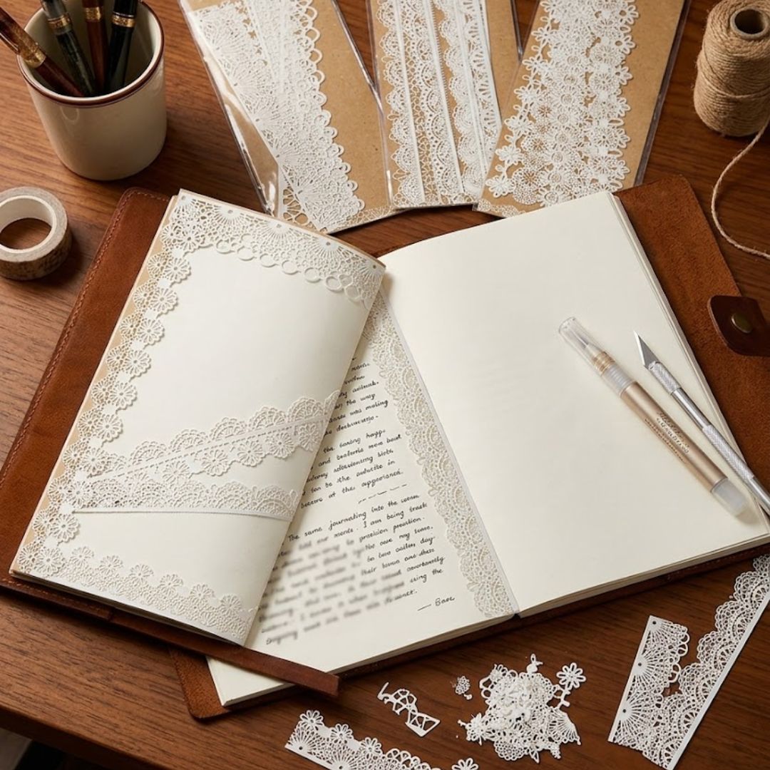 Aesthetic Lace Stickers – DIY Journal, Planner & Scrapbook Decor | Pack of 1