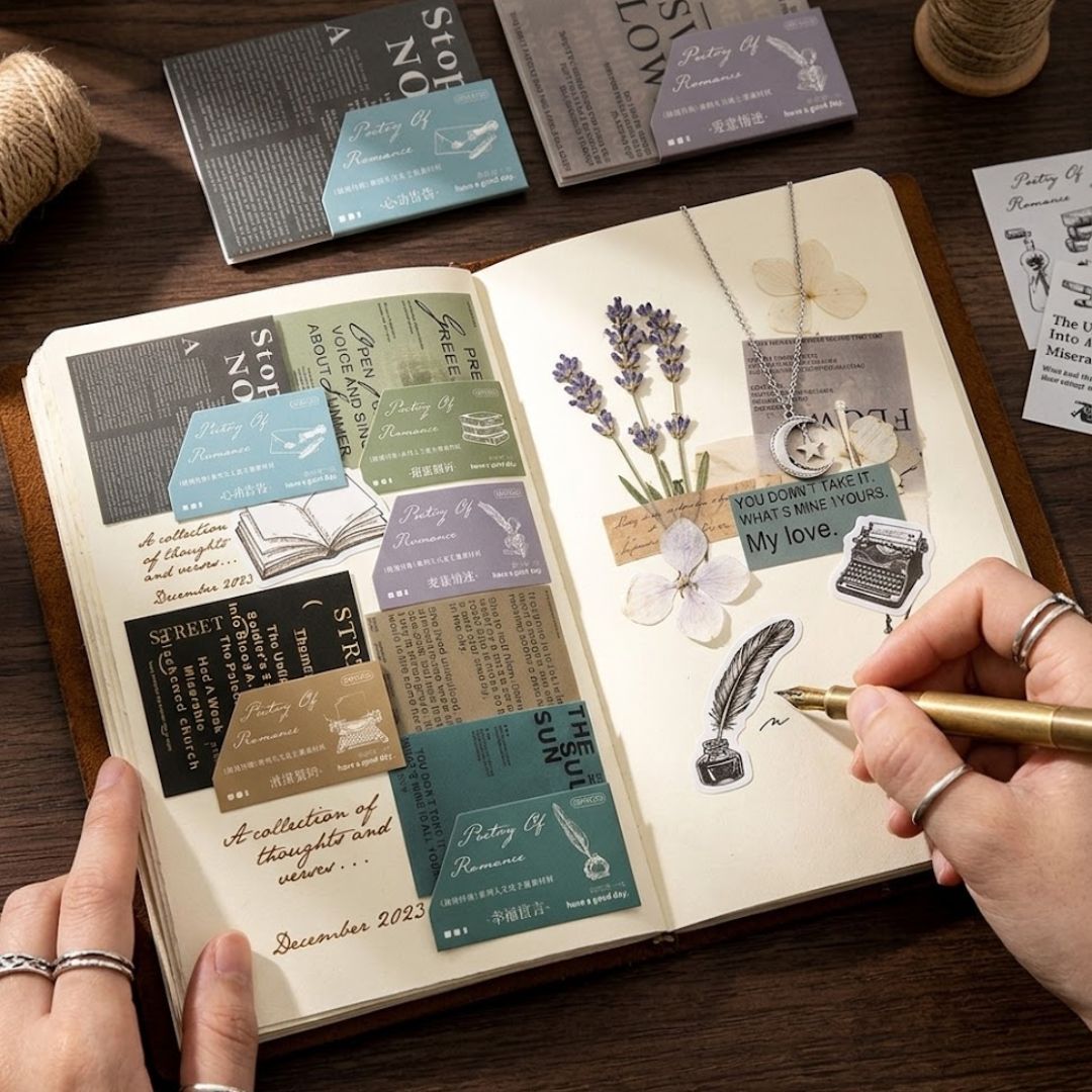 Vintage Aesthetic Retro Paper Sticker Set – DIY Journal Scrapbook (20 PCS) | Pack of 1