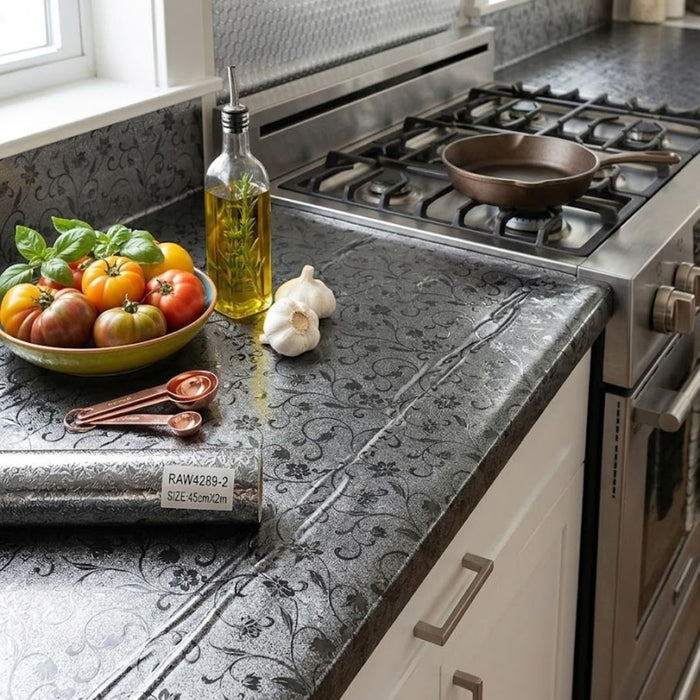 Premium Silver Self-Adhesive Wallpaper Roll – Waterproof Kitchen & Wall Sticker (45cm x 2m)  Pack of 1