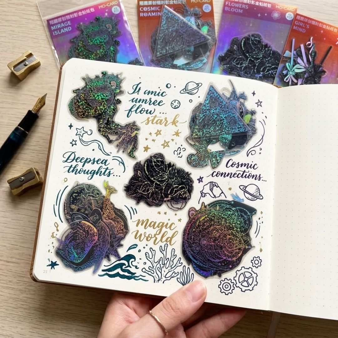 Holographic Fantasy Stickers – Scrapbook, Journal & DIY Decor Pack (45 PCS) | Pack of 1