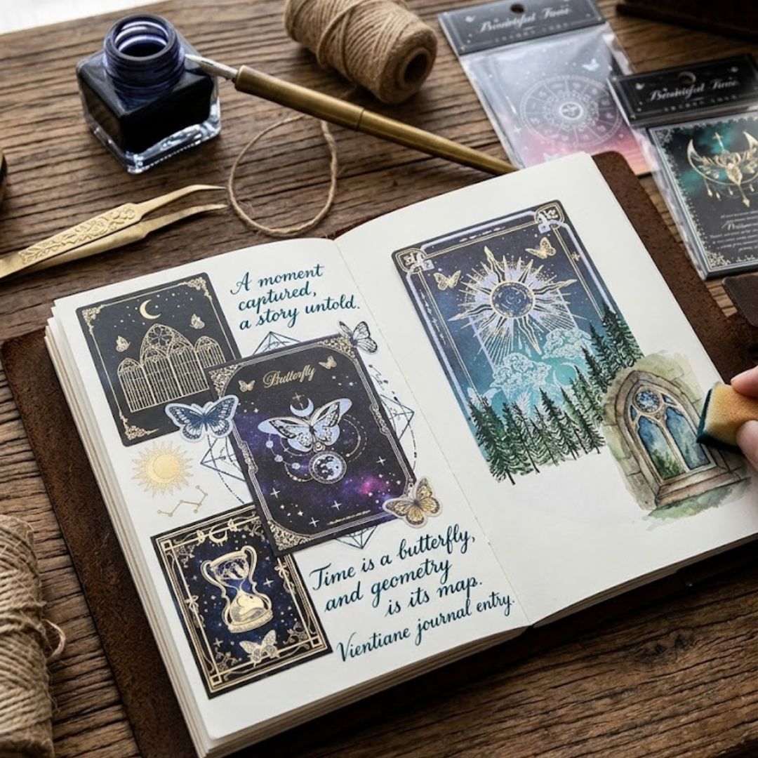 Dark Aesthetic Tarot Stickers – Vintage Journal & Scrapbook Decor (24 PCS) | Pack of 1