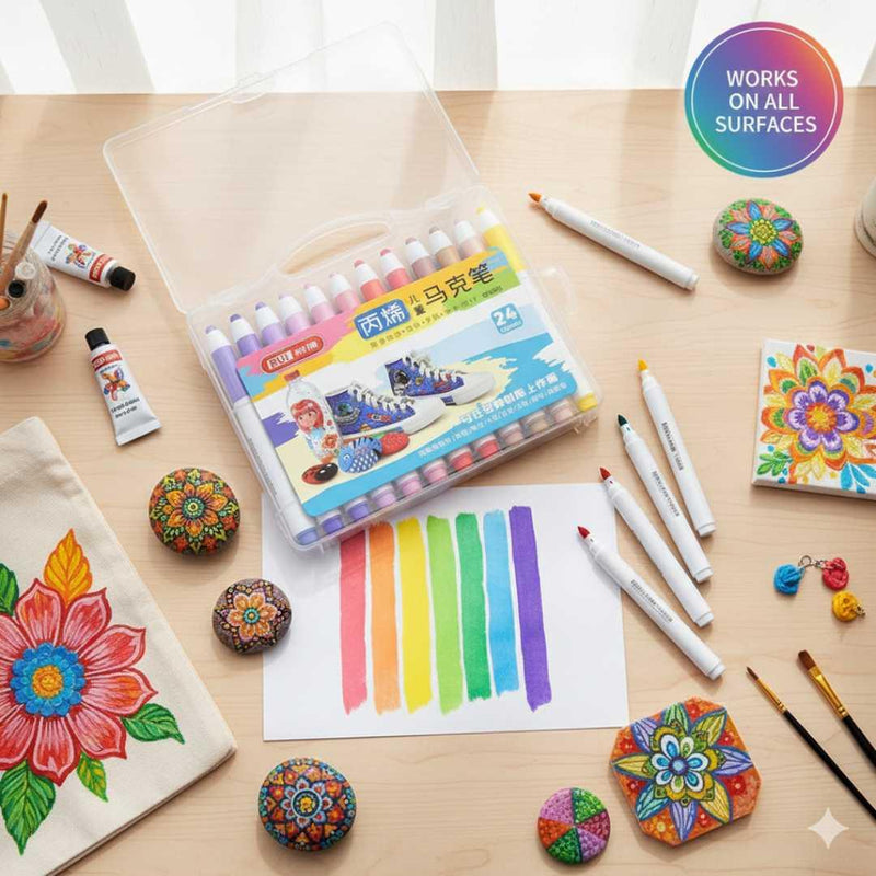 All surface acrylic Paint marker | 24 Shades Box | Works on all surface | Long Lasting