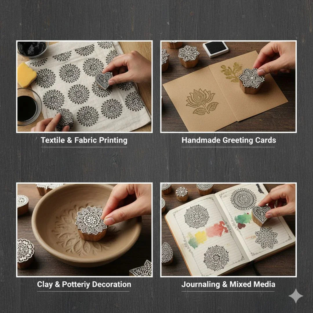 Cloth printing shaped wooden stamps (Assorted design) (1-stamp)