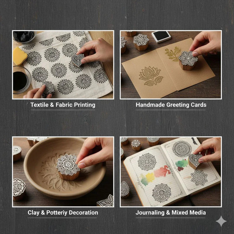 Cloth printing shaped wooden stamps (Assorted design) (1-stamp)