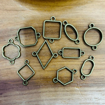 Copper Bezel Charms - Mixed Shapes for Resin & Jewelry (10 Piece Set) pack of 1