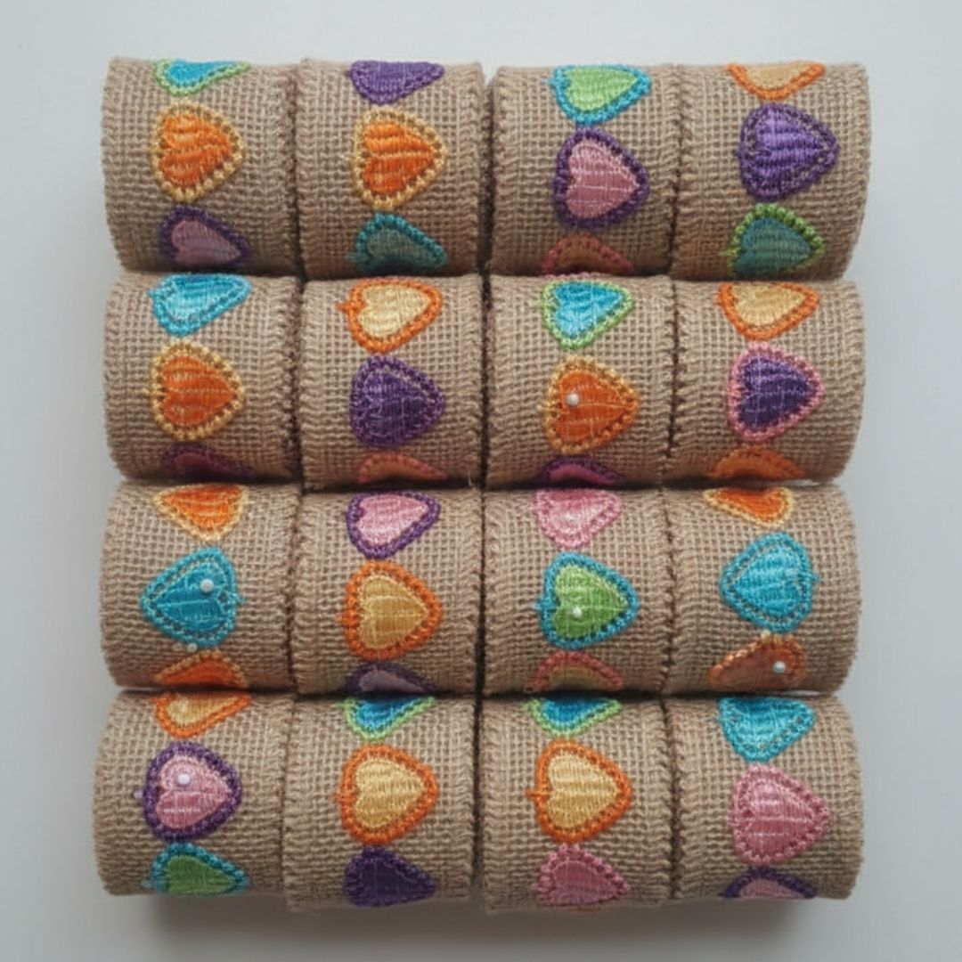 (Buy 1 Get 1 Free )  Heart Jute Lace Roll l  Pack of 1 l 2 meter