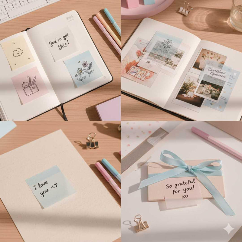 (Price Drop Offer) Transparent sticky notes 2x3 inches (Pack of 40-50 sheets)