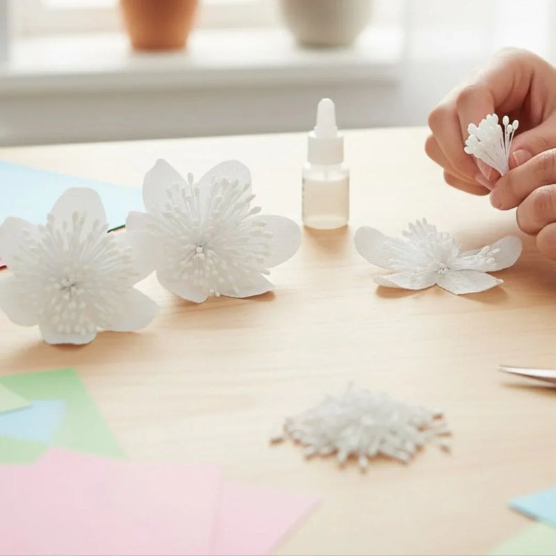 Artificial Flower pollens  Pack Of 5 Rice White | Used in combination with pipe cleaners