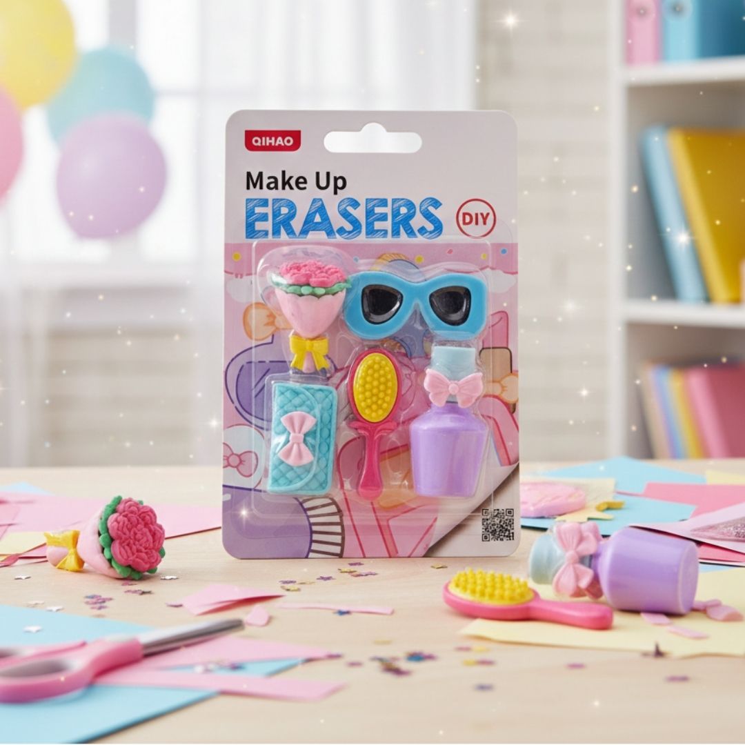 Make-Up DIY 3D Eraser Kit | Cute Fashion Erasers for Kids l pack of 1 contains 5 eraser