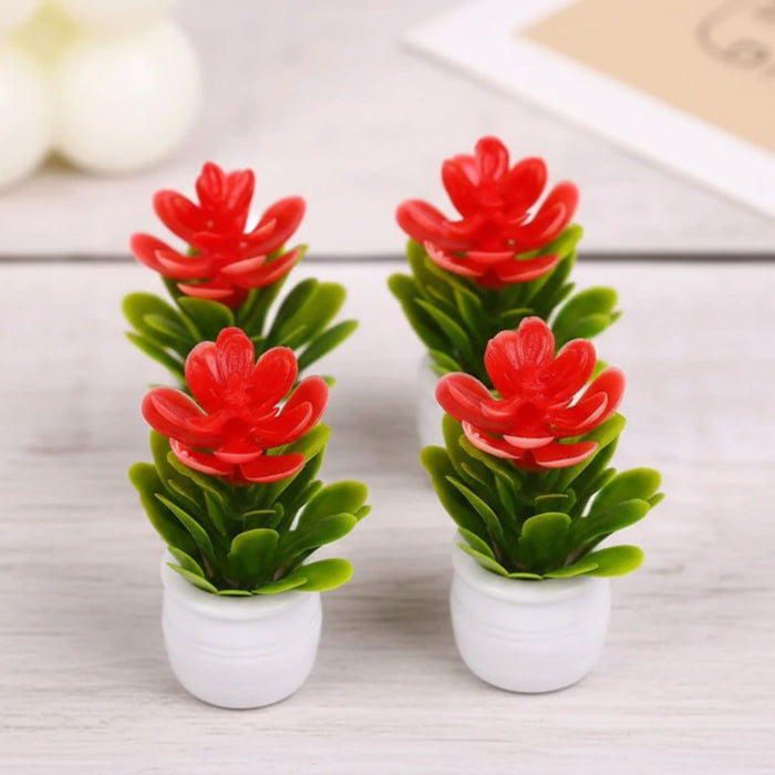 Miniature Red Flower Tree (4pcs) Pack of 1