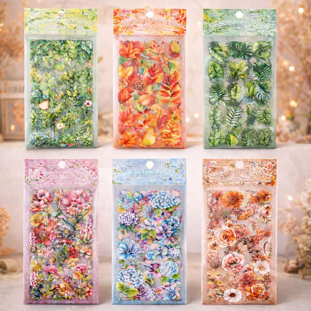 ( Buy 1 Get 1 Free ) Aesthetic Floral & Foliage Sticker Collection | Pack of 1 contains 6 sheet
