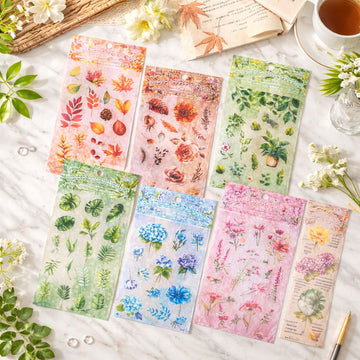 ( Buy 1 Get 1 Free ) Aesthetic Floral & Foliage Sticker Collection | Pack of 1 contains 6 sheet