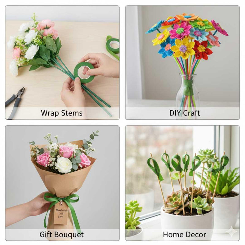 (Buy 1 Get 1 Free) Premium Craft Flower Making Tape l  Green l Pack of 1 l Used in combination with pipe cleaners