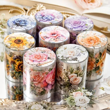 ( Buy 1 Get 1 Free ) Aesthetic Pastel Floral Washi Tape roll  | Assorted color | Pack of 1 l